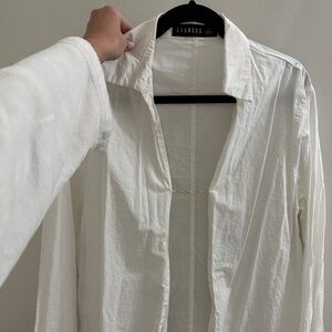 Lioness open button down with gold chain detail